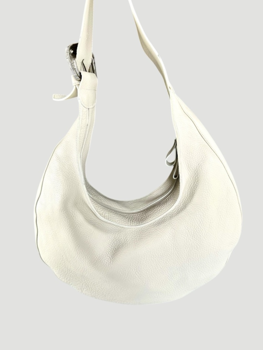 Donald J. Pliner White Leather Pebbled Hobo Shoulder Bag - Picture 5 of 13